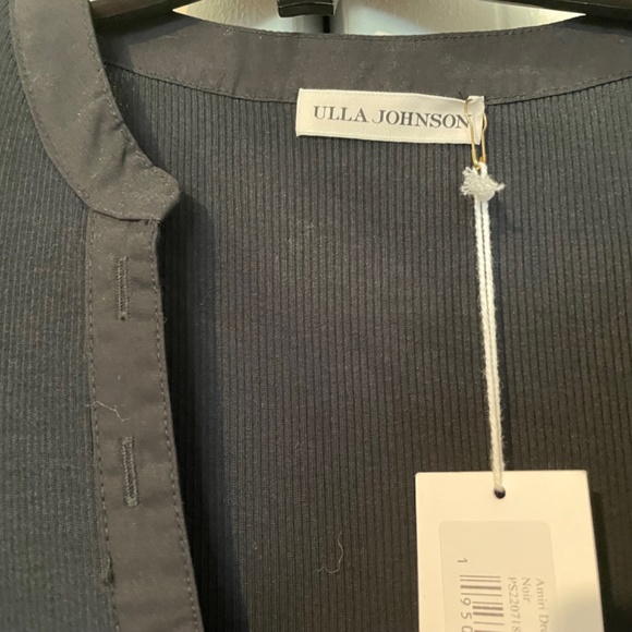 Ulla Johnson black 100% cotton dress with puff sleeves, tiered, sz. M, NWT, mint - Picture 6 of 7